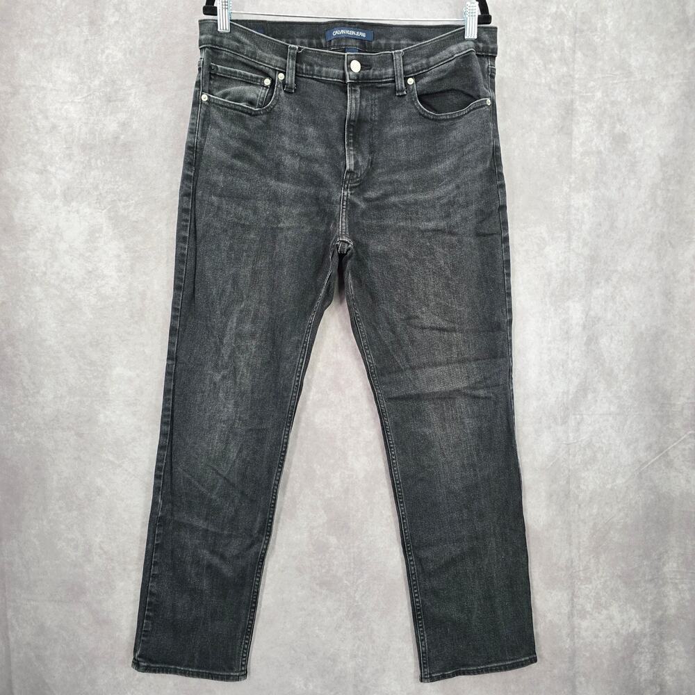 Calvin Klein Black Silver Straight Denim Jeans Pants Bottoms Men's 34x30‎
